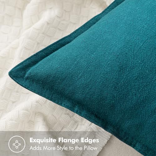 MIULEE Decorative Linen Pillow Covers 18x18 Inch Teal Blue - Image 2