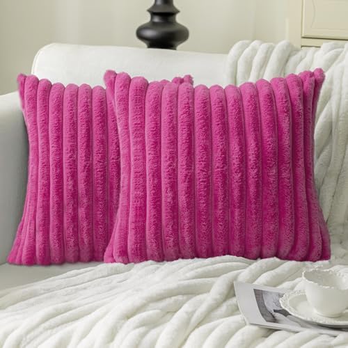 MOSAYT Faux Fur Throw Pillow Covers 16x16, Plush Velvet Soft Pillow Case by MOSAYT