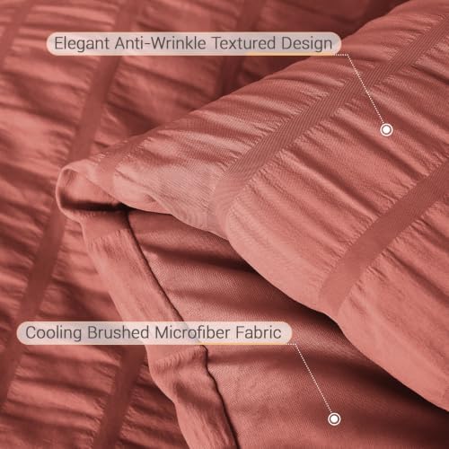 MUXHOMO 7 Pieces Oversized Queen Comforter Set, Seersucker Bed in a Bag - Image 6