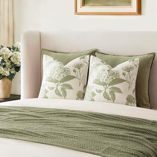 Foindtower Set of 2 Linen Floral Throw Pillow Covers Vintage Accent Print - Image 7