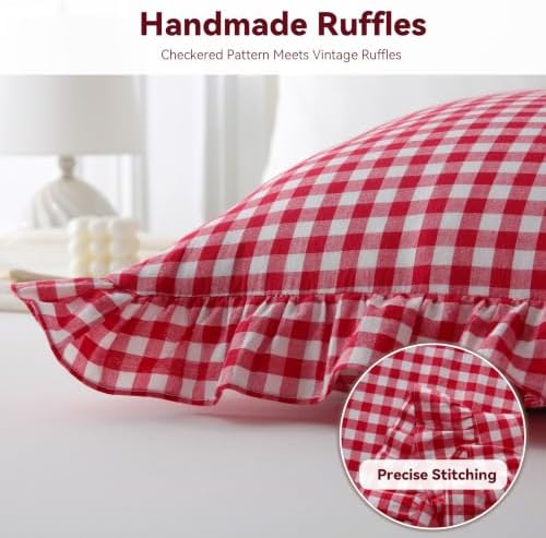 Gingham Lumbar Pillow Cover 36x14, Ruffle Trim, 1 Pack - Image 5