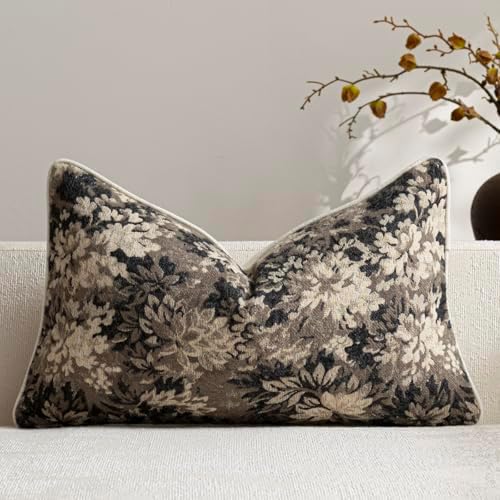 DEZENE Pack of 1 Vintage Floral Lumbar Pillow Covers 12x20 Boho Farmhouse by DEZENE