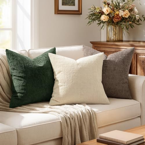 MIULEE Couch Pillow Covers Textured Chenille Home Decor 18x18 Beige - Image 5
