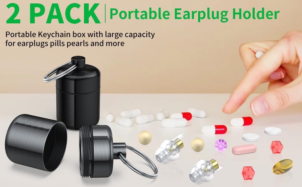 Urekt Ear Plug Carrying Case Keychain, Small Waterproof Metal Earplug Case Ear - Image 7