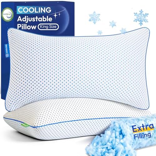 fulocean Adjustable Cooling Shredded Memory Foam Pillows King Size Set of 2 by Fulocean