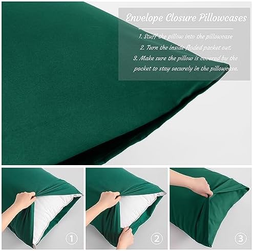 NTBAY Standard Microfiber Pillowcases, Dark Green - Image 5