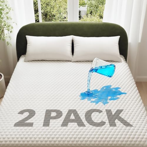 OhGeni 100% Waterproof 2 Pack King Size Mattress Protector, Soft Mattress Pad by OhGeni