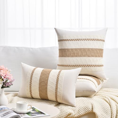 Fancy Homi Set of 2 Boho Neutral Decorative Throw Pillow Cover 14x14 Inch - Image 6