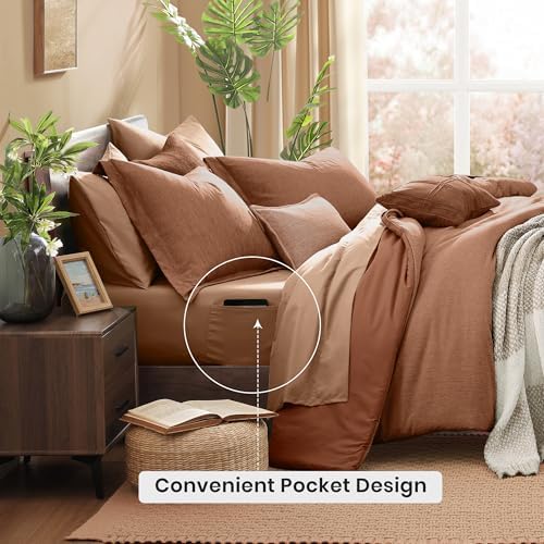 Monbix Queen Comforter Set 7 Pieces Autumn Leaf Bed in a Bag - Image 4