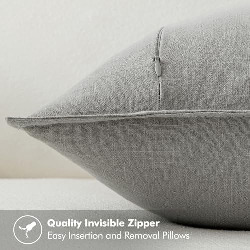 MIULEE Decorative Linen Pillow Covers 20x20 Inch Light Gray - Image 3