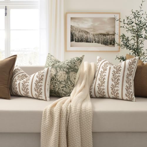 Vintage Throw Pillow Covers 12x20 Set of 2, Striped Floral Pillow Cover - Image 4