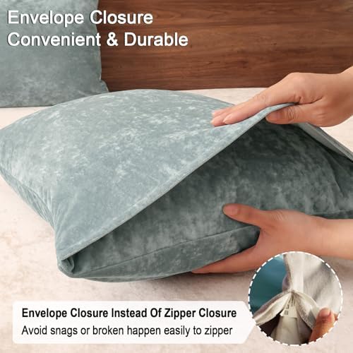 PHF Truly Velvet Pillowcases Standard Size 20" x 26", Dusty Blue, No Insert - Image 4