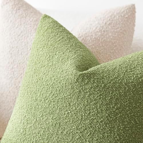 Foindtower Decorative Textured Boucle Throw Pillow Covers 18x18 Lime Green - Image 4