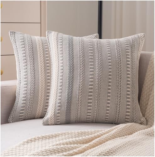 Cethom Boho Throw Pillow Covers 20x20 Inch Set of 2, Farmhouse Decorative Couch by Cethom
