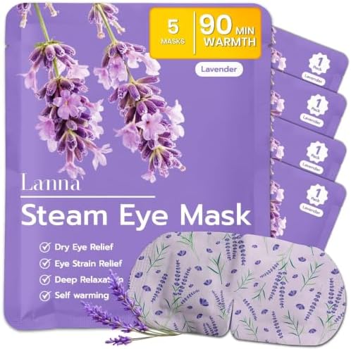 LANNA Heated Steam Eye Mask, Disposable 120 Minutes, Lavender Scent by steameyemask