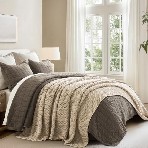 EVERGRACEHOME Chunky Chenille Knit Throw Blanket, Sand Dune - Image 5