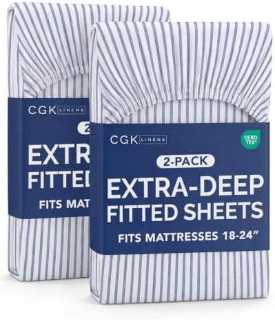 CGK Linens 2 Pack Extra Deep Cal King Fitted Sheets by CGKUnlimited