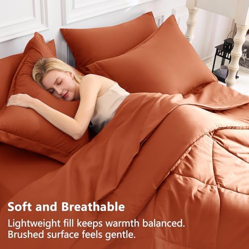 CozyLux Twin XL Comforter Set 68"x88" Burnt Orange - Image 3