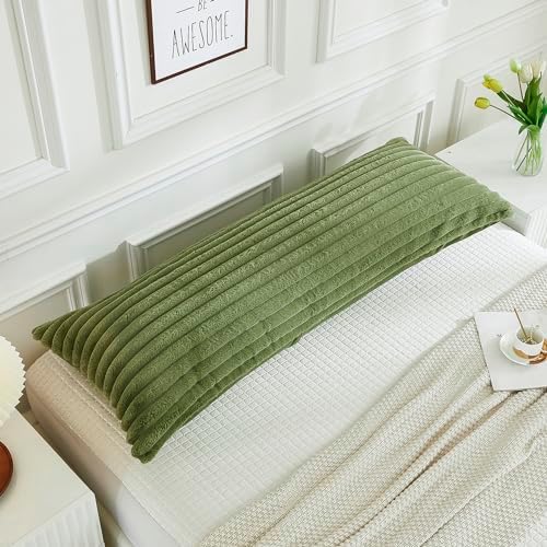 JAUXIO Faux Fur Fluffy Body Pillow Cover Luxury Striped Plush Decorative Body - Image 3