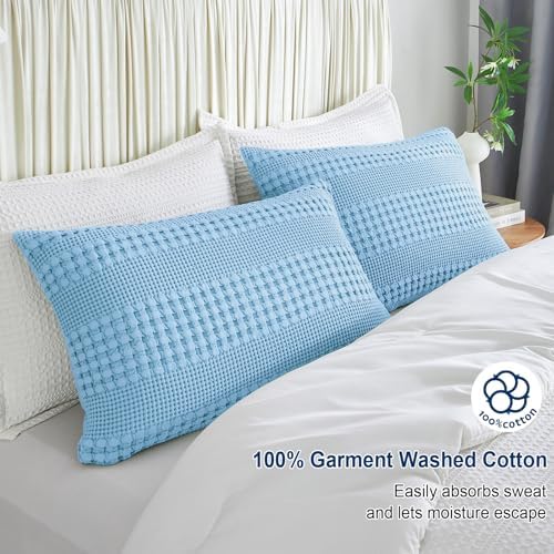PHF Waffle Weave Pillow Shams King Size, 8 Pack 100% Cotton Pillowcases 20" x - Image 3