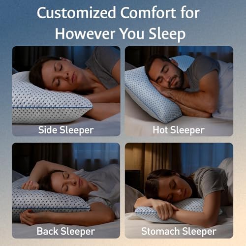 Adjustable Cooling Gel Memory Foam Pillows Queen Size Set of 2 - Image 6