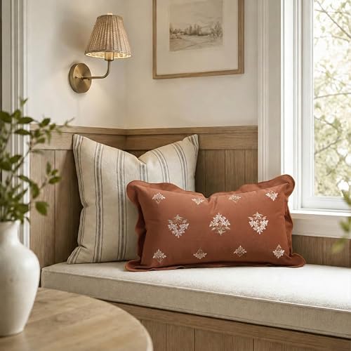 BlissBlush Lumbar Pillow Cover 12x20, Terracotta Velvet Decorative Lumbar - Image 5