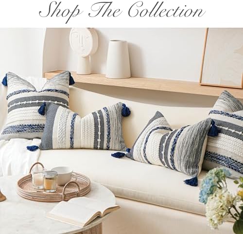 BlissBlush Navy Dark Blue Decorative Throw Pillow Cover 20x20 Square Boho - Image 6