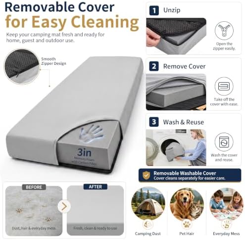 CYMULA Memory Foam Camping Mattress Pad, Sleeping Pad - Image 7