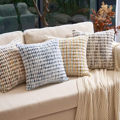 Aeckself Boho Chenille Tufted Pillow Cover 20x20 Inch, Decorative Square Throw - Image 3