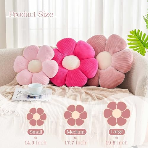 Kcvvcr Dusty Pink Flower Pillow, 14.9" Cute Flower Shaped Floor Pillow - Image 2