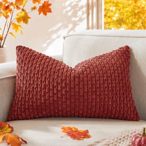 Kevin Textile Soft Corduroy 14"x24" Lumbar Pillow Cover 1 Pack, Burnt Brick by KevinTextile