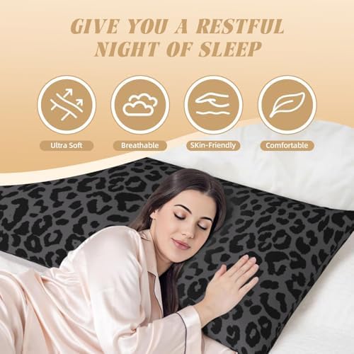 Black Leopard Cheetah Body Pillowcase, Long Pillow Cover 20"x54" Soft - Image 4