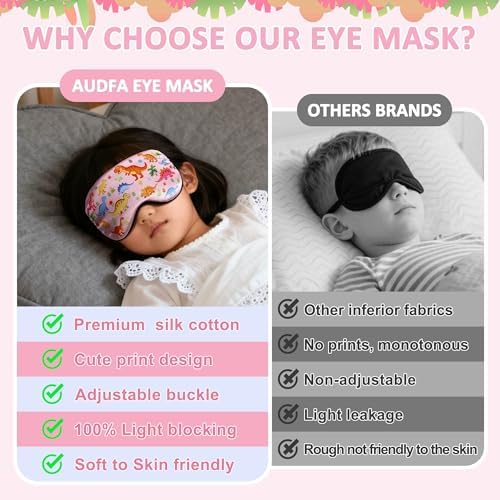 Sleep Mask for Kids Girls, Cute Dinosaur World Blackout Kids Sleep Mask - Image 4