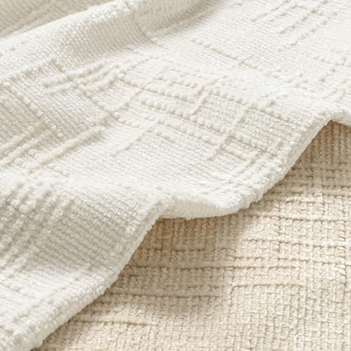 MIULEE Chenille Textured Euro Pillow Covers Cream White 22x22 Set of 2 - Image 2