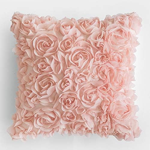 MIULEE Decorative Rose Flower Pillow Cover Pack of 1 Peach Pink 20x20 Inch by MIULEE