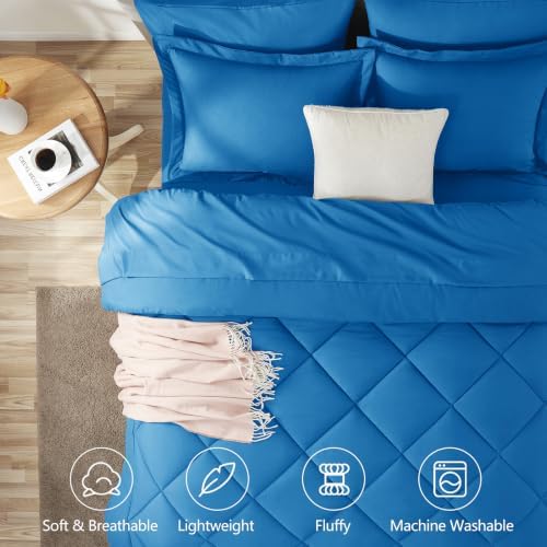 CozyLux Oversized Queen Comforter Set 98"x98", 7 Piece, Royal Blue - Image 2