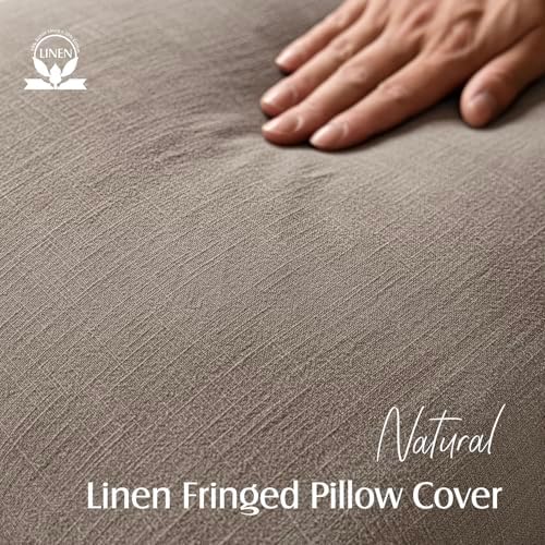 Foindtower Decorative Linen Fringe Throw Pillow Covers 20×20 Inch - Image 2