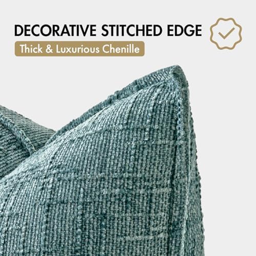 MIULEE Slubby Textured Decorative Throw Pillow Covers Teal 20x20 - Image 7