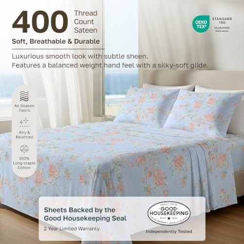 California Design Den Soft 100% Cotton Sateen King Bed Sheets - Image 2