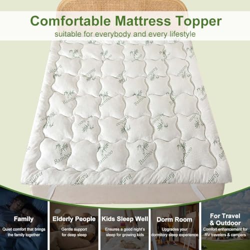 Whatsbedding Bamboo Viscose Memory Foam Mattress Topper 1500gsm - Image 5