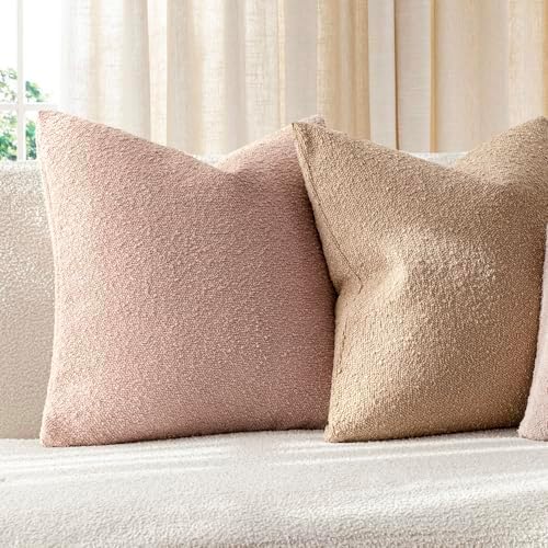 Foindtower Cozy Textured Boucle Lumbar Throw Pillow Covers 12x20 Light Pink - Image 5