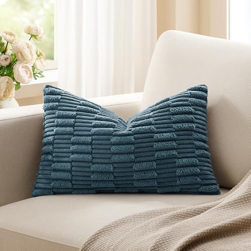 Kevin Textile 14x22 Inch Lumbar Pillow Cover 1 Pack Soft Plush Stripe by KevinTextile