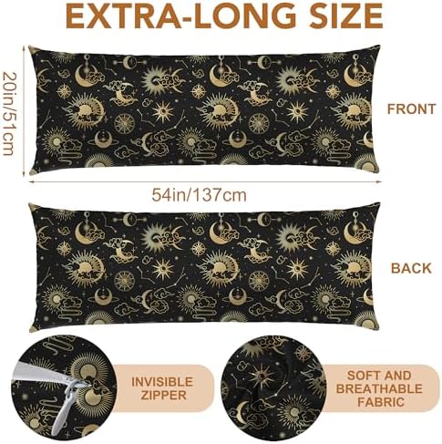 Body Pillow Cover, Moons and Stars Body Pillow - Image 2