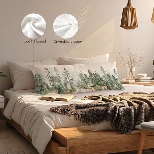 Watercolor Woodland Forest Palm Tree 20x54 Body Pillow Cover Case, Woodland - Image 3
