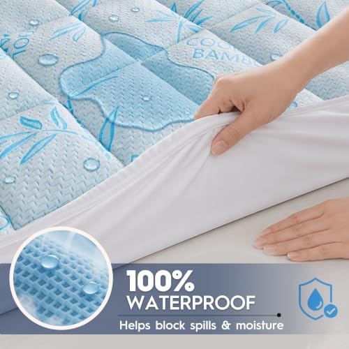 Waterproof Mattress Pad Twin Size, Mattress Topper Cooling - Image 3