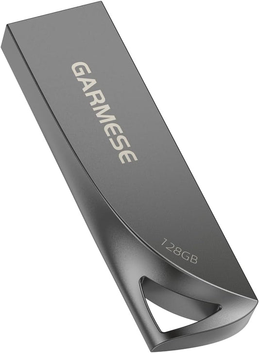 128GB USB 3.0 Flash Drive, Waterproof Metal USB Memory Stick, Slim Thumb Drive Portable Pen Drive with Keychain Hole Stylish Jump Drive for PC Computer Car - Gray