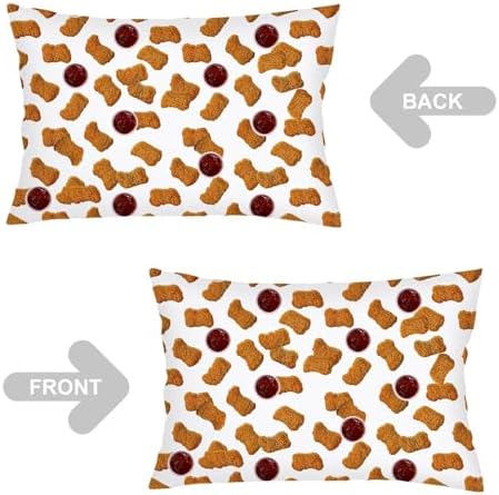 Chicken Nuggets Print Throw Pillow Cases Queen Size Set of 2, Chicken Nugget - Image 3