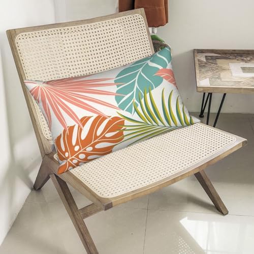 Summer Tropical Pillow Covers 12x20 Set of 2, Monstera Palm Leaf Pillowcase - Image 5