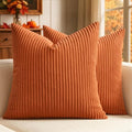 MIULEE Fall Euro Corduroy Throw Pillow Covers Set of 2 24x24 Orange by MIULEE