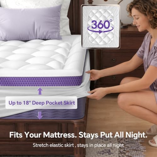 ChiXpace Queen Mattress Topper, Viscose Derived from Bamboo, Pillow Top - Image 6